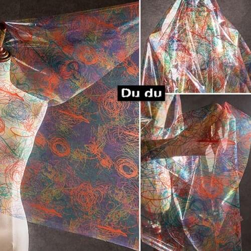 50*137cm Transparent TPU Bag Garment accessories Waterproof Color Raincoat cloth Creative designer fashion Fabric DIY