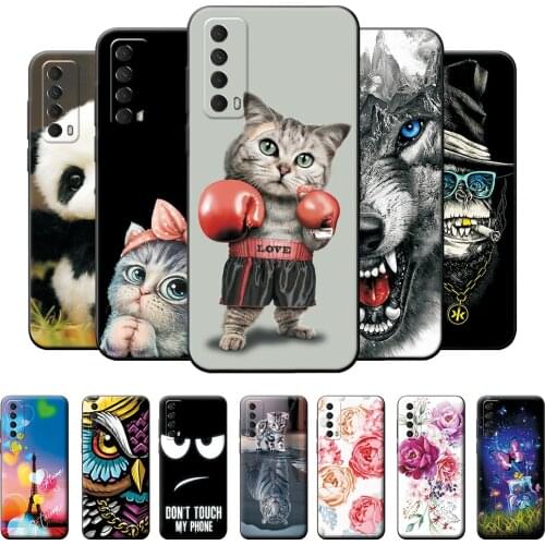 6.67" For Huawei P Smart 2021 Case Silicone For Huawei Y7A Case Soft Phone Cover on Huawei P Smart 2021 Iron Tower Panda Bumper