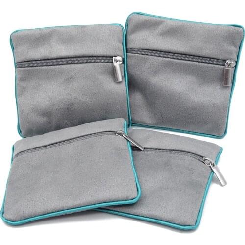 1Pcs brand new border zipper bag ring necklace jewelry gift gift storage gray flannel packaging bag 10*10CM