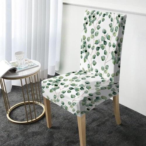 Green Leaf Chair Cover Elastic Dining Chair Protector Cover Removable Washable Slipcover for Christmas Banquet Party Decor