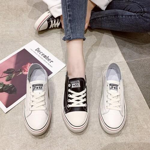 Womens Shoes Off White Snearkers Genuine Leather Flat Platform Casual Lace-Up Round Toe Girl Running Shoes Sapato Feminino