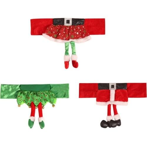 Christmas Cloth Chair Cover For Dining Chair Christmas Decoration Old Mans Belt Green Elf Girl Skirt New Year Decor 46*30cm 1pc