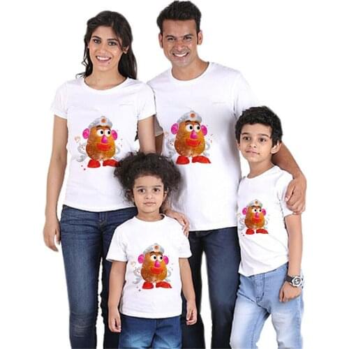 1PC New Fashion Cartoon Printed Family Matching Clothes Mommy And Me Daddy And Me Unisex Adult Kids Tshirt Family Look Tops