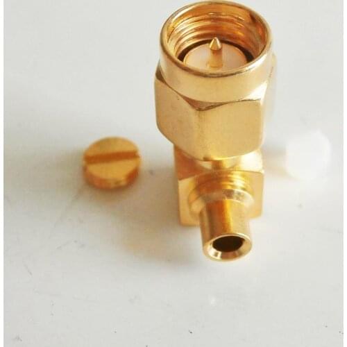 1X Pcs High-quality RF Connector SMA Male jack 90 Degree Right Angle Solder For Semi-Rigid RG405 0.086" Cable Brass GOLD Plated