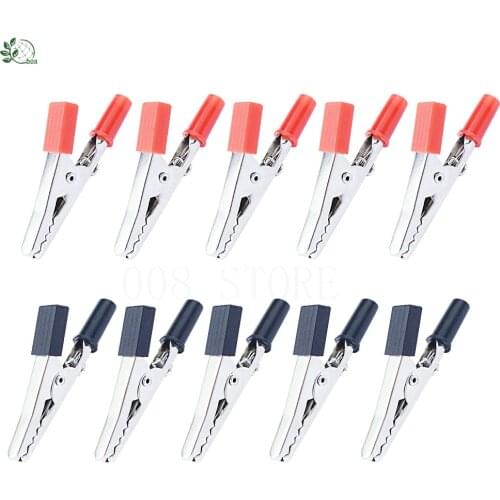 IMC Hot 10 pcs 50mm Plastic Handle Test Probe Metal Alligator Clips