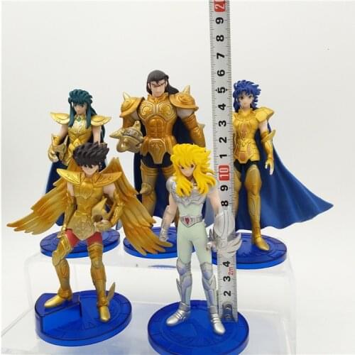 5pcs/lot Seiya Warior Action Figure Toys Shiryu Shun Hyoga Jabu Seiya Golden Knights Of The Zodiac Model Dolls Model Toy For Kid