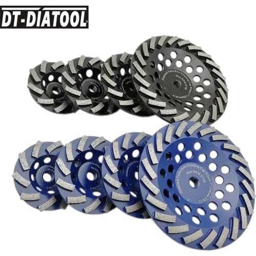 DT-DIATOOL 1pc Dia 100/115/125/180mm Diamond Segmented Turbo Cup Grinding Wheel for Concrete Granite with M14 or 5/8-11 thread