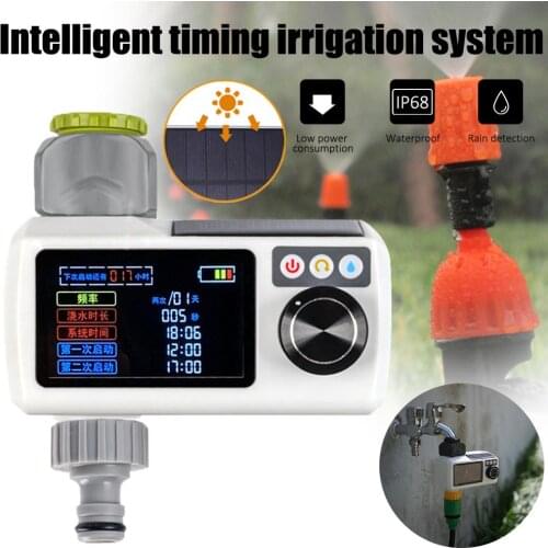 Automatic Electronic Irrigation Controller Solar Power Water Timer LCD Garden Watering Home Digital Intelligence Watering System