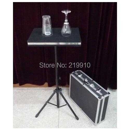 Free shipping Glass Breaking And Coin into Glass Table With Carrying Case - Stage Magic,Rope Magic