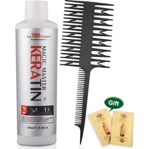 120ml MMK Brazilian Keratin Hair Straightening Cream Nice Smell Coconut Improve Frizzy Hair Repair and Straighten Hair+free comb