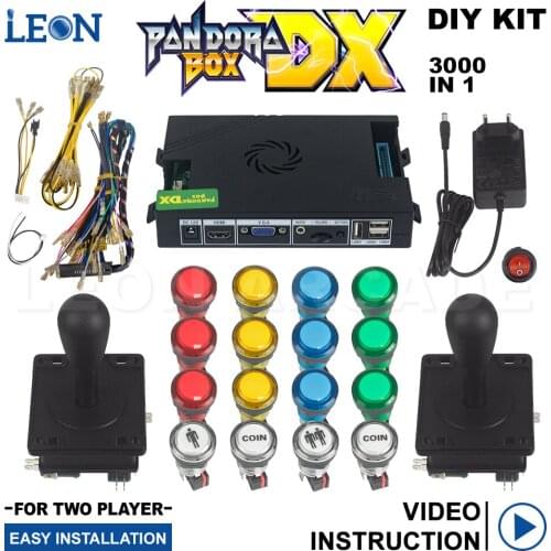 Crt 3000 In 1 Padora Box Dx Arcade Diy Kit American Style Joystick Led Illuminated Button For 2 Player 3d Tekken 3p 4p Game