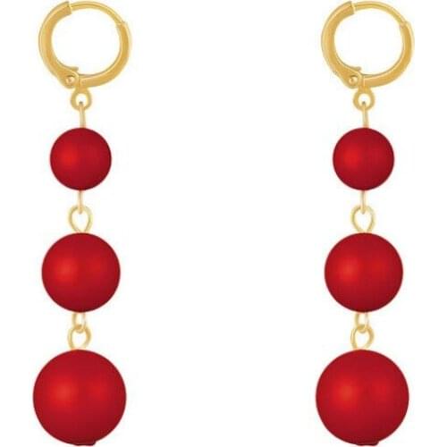 Long Red Pearl Earrings For Women Trendy Moon Earings Circle Jewelry Gift 2021 New Hot Sell Boucle D Oreille Brincos