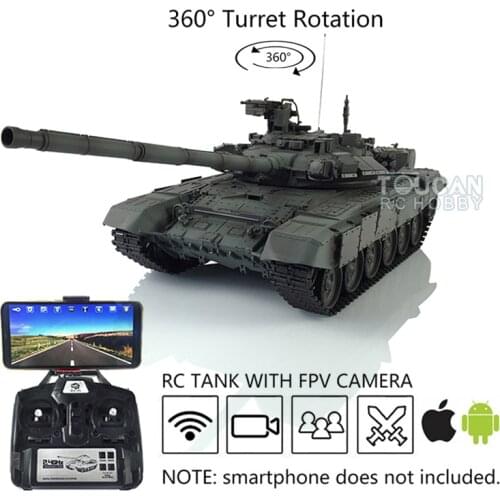 Heng Long Remote Controlled Tank 1/16 7.0 Customized T90 FPV 3938 360° Turret Metal Wheels TH17889-SMT4
