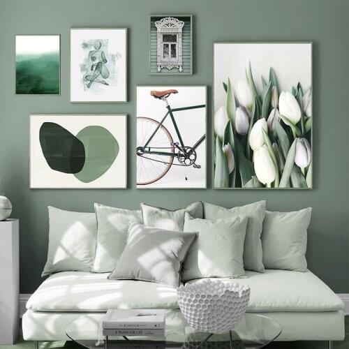 Scandinavian Wall Canvas Painting Abstract Green Plant Nature Nordic Posters And Prints Wall Pictures For Living Room Home Decor