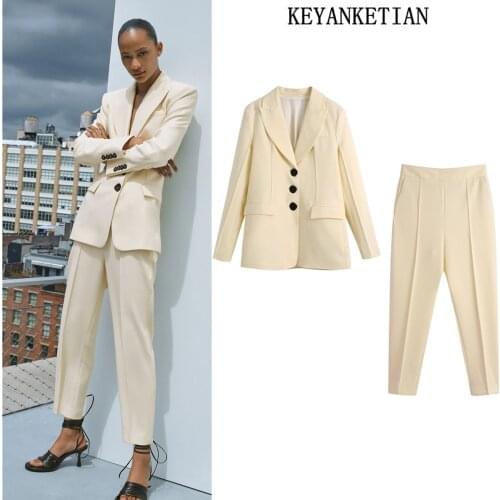 Женские элегантные брючные костюмы KEYANKETIAN China At AliExpress