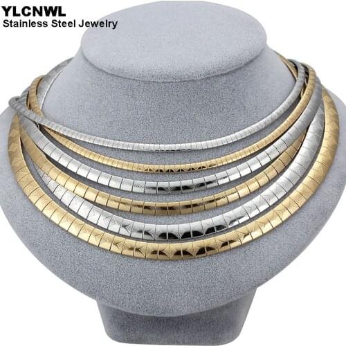 Classic Stainless Steel Necklace Gold Color Choker For Women Snake Chain Fashion Jewelry Wedding Gift