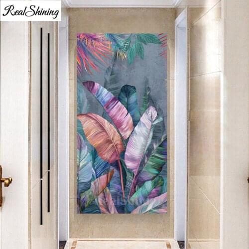 Colorful Banana Leaf Plant diamond painting full drill square round diamond embroidery still life puzzle mosaic home decor F1052