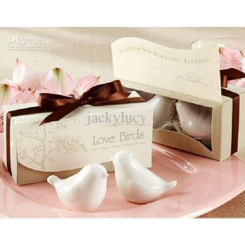 Creative Lovebirds Cruet Salt & Pepper Shakers Wedding Favors Gifts (set of 2) Romantic Theme Free Shipping