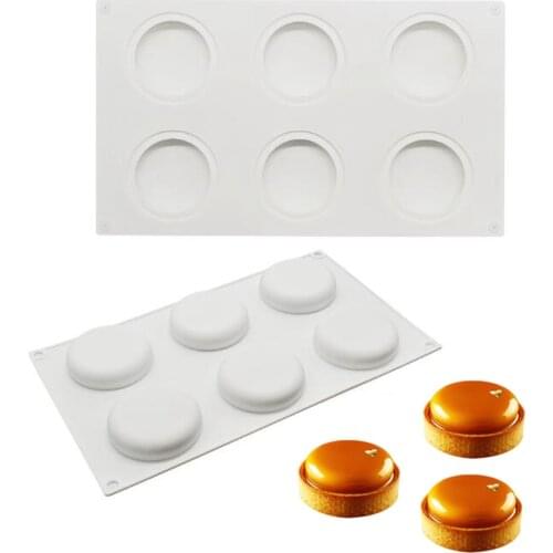 6 Hole Round Tart Decoration Dessert Silicone Tartlet Pastry Cake Mold For Baking Valentine Childrens Day Wedding Mousse Mould