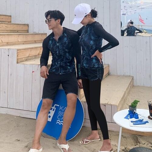 Swimsuit Woman Surfing Long Sleeve Bathing Suit Swimwear Women Suits Lovers Garment Female Pants Zipper Men Clothes Animal