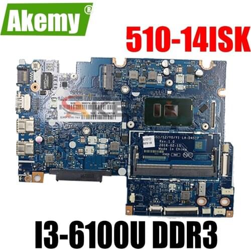 BIUS1/S2/Y0/Y1 LA-D451P for FOR Lenovo Flex4-1470 Yoga 510-14ISK Laptop Motherboard SR2EU I3-6100U DDR3 100% Tested