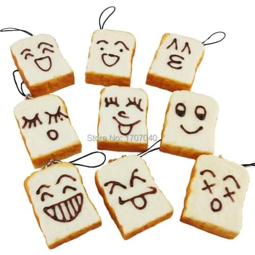 Cute DIY Smile Expression Squishy Rectangle Bread Simulation Food Toy Sliced Toast Collectibles 1PCS