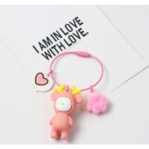 Cute Cartoon Bear Keychain Cat Claw for Women Girl Gifts Bag Car Key Ring Mobile Phone Pendant Couple Gift Jewelry