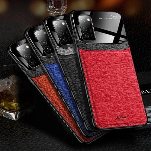 Fashion Leather Phone Case For Huawei P40 Pro Case Luxury Mirror Glass Plexiglass Shockproof Cover For Huawei P30 Pro Case Coque