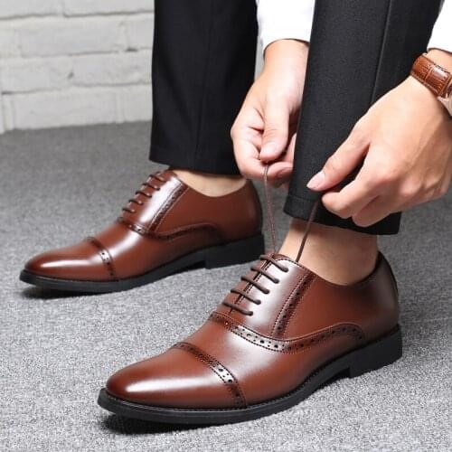 Men Leather Shoes High Quality Men Comfortable Low-top Casual Single Shoes Lace-up Leather Shoes Male Formal Shoes