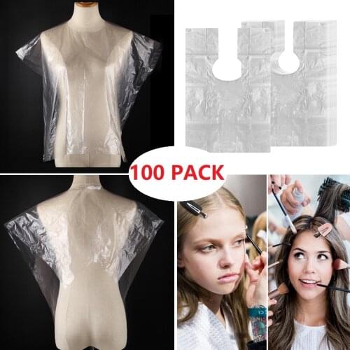 100x Disposable Haircut Capes Barber Home Salon Shawls Apron with 8x Hair Clips