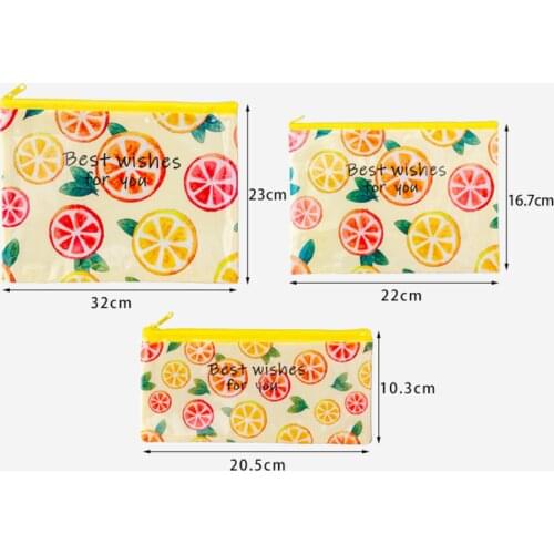 Pencilcase Fruit File Bag Student Information Paper Grid Bag Office PVC Multi-spec Zipper Storage Bag School Supplies Stationery