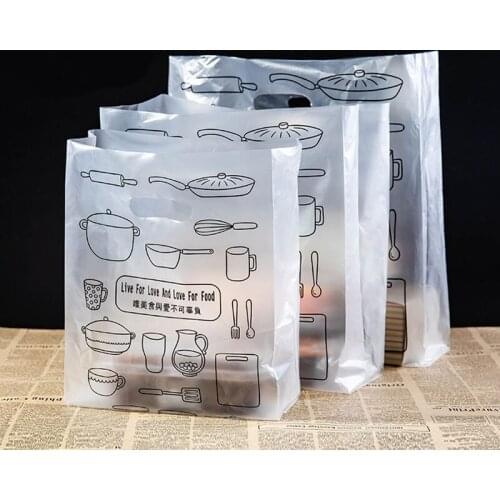 50pcs Windmill Plastic Gift Bags For Packaging Biscuit Dessert Cake Plastic Shopping Bags With Handle Retail Bag Food Container