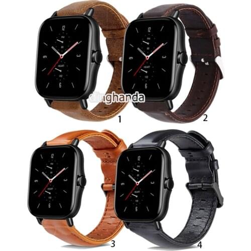 Genuine Leather Watch Band Strap for Huami Amazfit GTS 2 GTS2 mini Replacement Classic Buckle wrist bands 20mm 22mm Correa