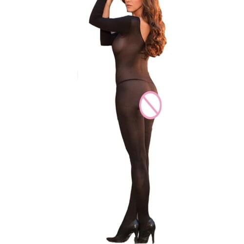 Sexy Sheer and Opaque Cotchless Bodystockings Open Crotch Half Sleeve Bodysuit Body Stocking Pantyhose Erotic Lingerie