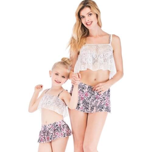 Family Matching Outfit Swimsuit Mommy And Me Summer Clothes Mother And Daughter Swimwear Baby Girl One-piece Childrens Swimsuit