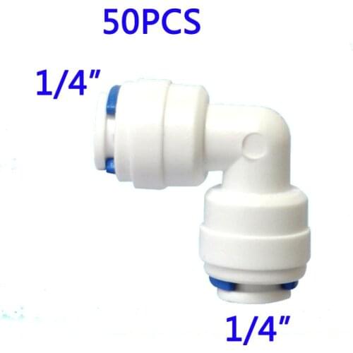 50 PCS 1/4" OD Hose Quick Connection 1/4" Pipe Elbow Union Connector RO Water Reverse Osmosis Aquarium System Connector Fitting