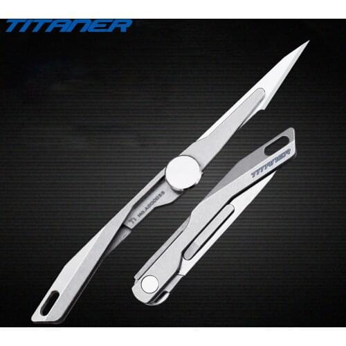 TITANER Mini Titanium Alloy Folding Knife Portable Keychain Unpacking Utility Knife EDC Emergency Medical Knife