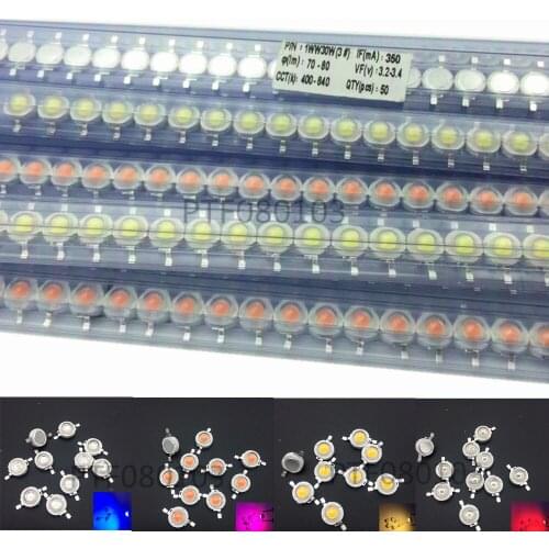 10pcs LED Diodes Light Chip 1W / 3W Neutral Cool Warm White Red 660nm Blue 445nm Green Yellow IR UV Full Spectrum Grow Light