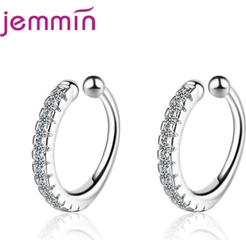 Top Quality 925 Sterling Silver Earrings Women Ear Clips Jewelry CZ Cubic Zircon New Design Korean Style Easy Wear Brinco