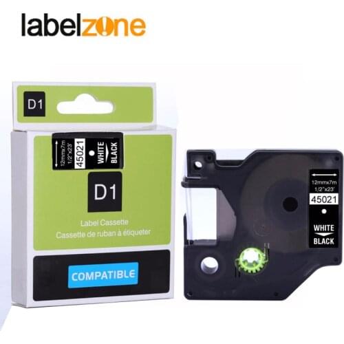 12mm 45021 white on black compatible dymo D1 12mm label printer 45021 laminated label tapes for LabelManager 160 280 printer