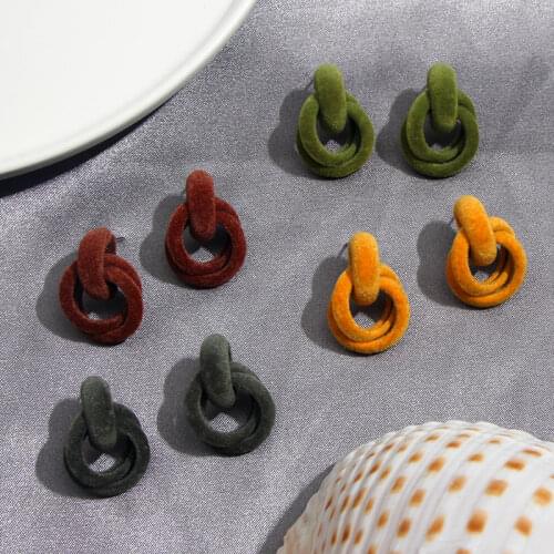 Flatfoosie Fashion Velvet Stud Earrings For Women Girls Autumn Winter Round Vintage Statement Earrings Pendientes 2020 Jewelry