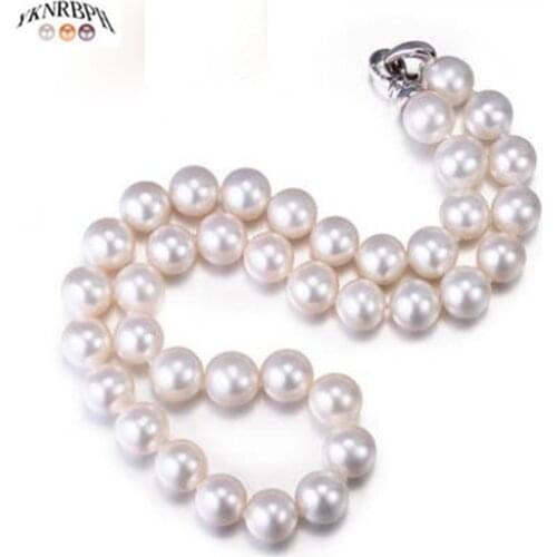 YKNRBPH Womens S925 Sterling Silver Round Pearl Necklace Bride Weddings Fine Jewelry Chains