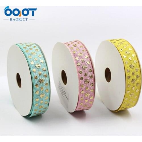 10yards 5/8''geometric bronzing Ribbon Elastic Foldover Elastics Stretch Hair Ties Headbands for Baby Girls Hair Bow E-20508-899