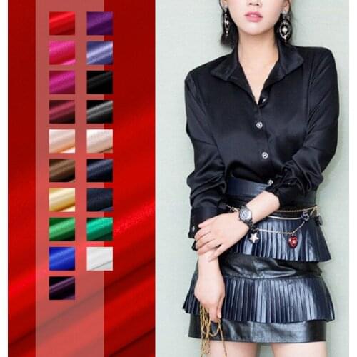 19Colors! 108CM Wide 16-19MM Solid Color Stretch Silk Satin Fabric for Summer Dress Shirt Scarf E1088