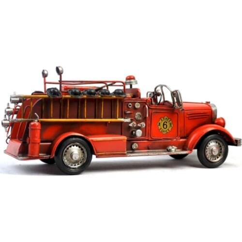 1925 Retro Iron Fire Engine Truck Car Model Diecast Alloy Street Toys For House Hold Kids Children Toy or Collection Display