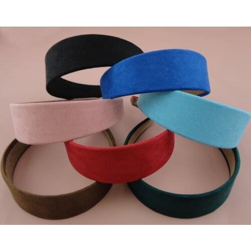2PCS 3.8cm Matte Suede Velvet Covered Plastic hair headbands hair Hoops for women wide fuzzy plain hairbands for women,girls