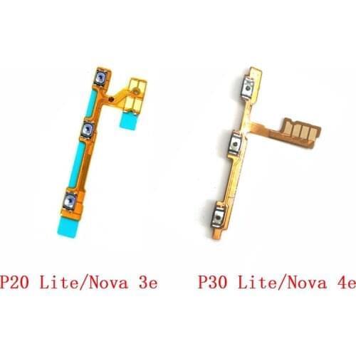 20pcs For Huawei P20 Lite Nova 3e / P30 Lite Nova 4e Power On Off Volume Switch Side Button Key Flex Cable Replacement Parts