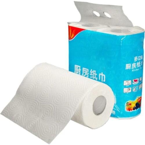 4 rolls Three Layer Disposable Wood Pulp Soft Napkin Paper kitchen paper towel