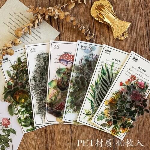 40pcs/pack Refreshing Plants Flower Sticker Decoration Stickers Diary Scrapbooking Label Sticker Stationery School Supplies