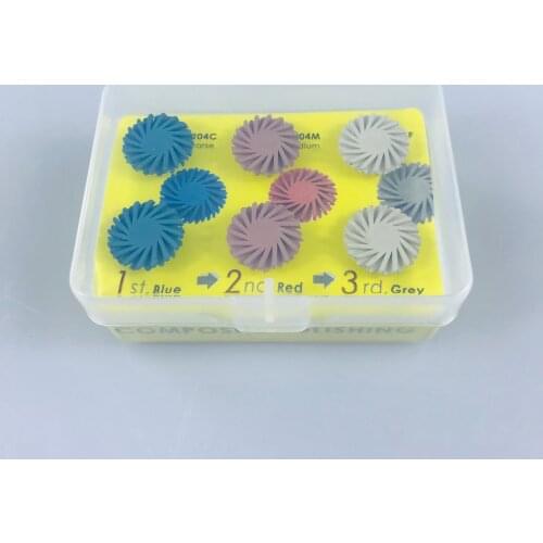 6pcs/set Dental Composite resin Polishing Disc Kit Spiral Flex Brush Burs 3 colors mixed